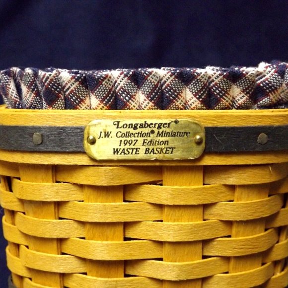 Longaberger 1997 C.C. J.W. Collection Miniature Waste Basket Combo New in Box - Picture 6 of 11